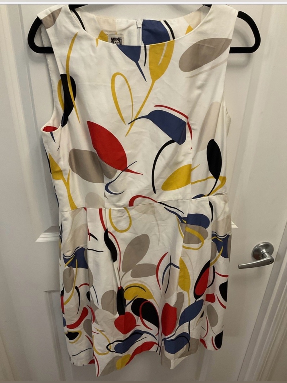 Anne Klein Women's White Sleeveless Leaf-Print A-Line Dress - Multicolor